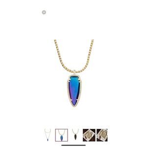 Kendra Scott Shaylee Pendant Arrow Gold Necklace Rare Vintage black iridescent